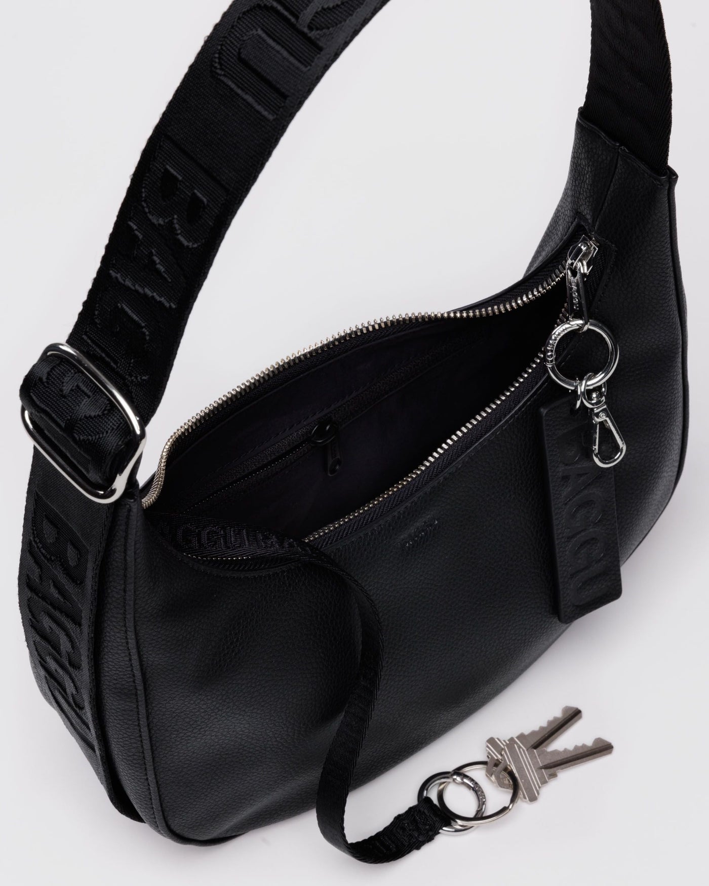 Small Recycled Leather Crescent Bag