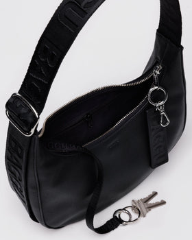 Small Recycled Leather Crescent Bag